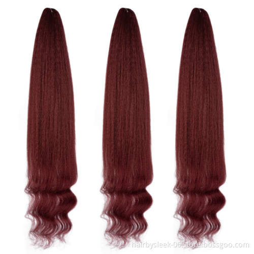 55 inches yaki straight hair with button curly straight wave with curly braiding hair bundles Synthetic Braiding hair extension